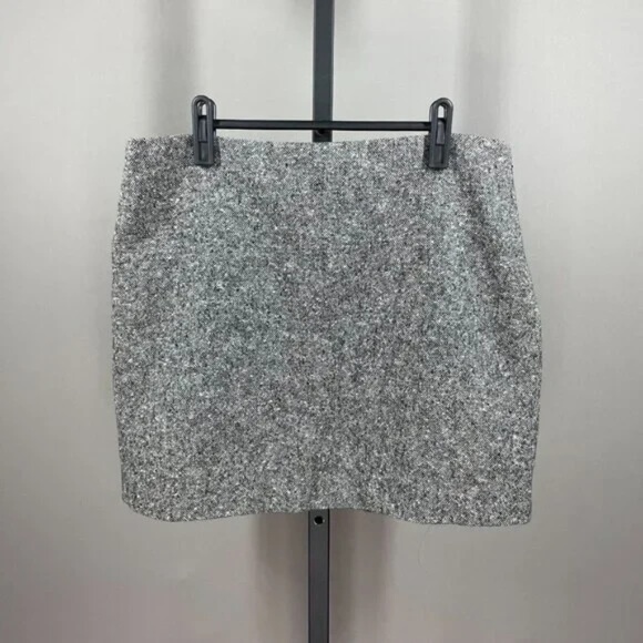 NEW Michael Kors Skirt Womens 12 gray woven designer mini classic - Picture 1 of 10